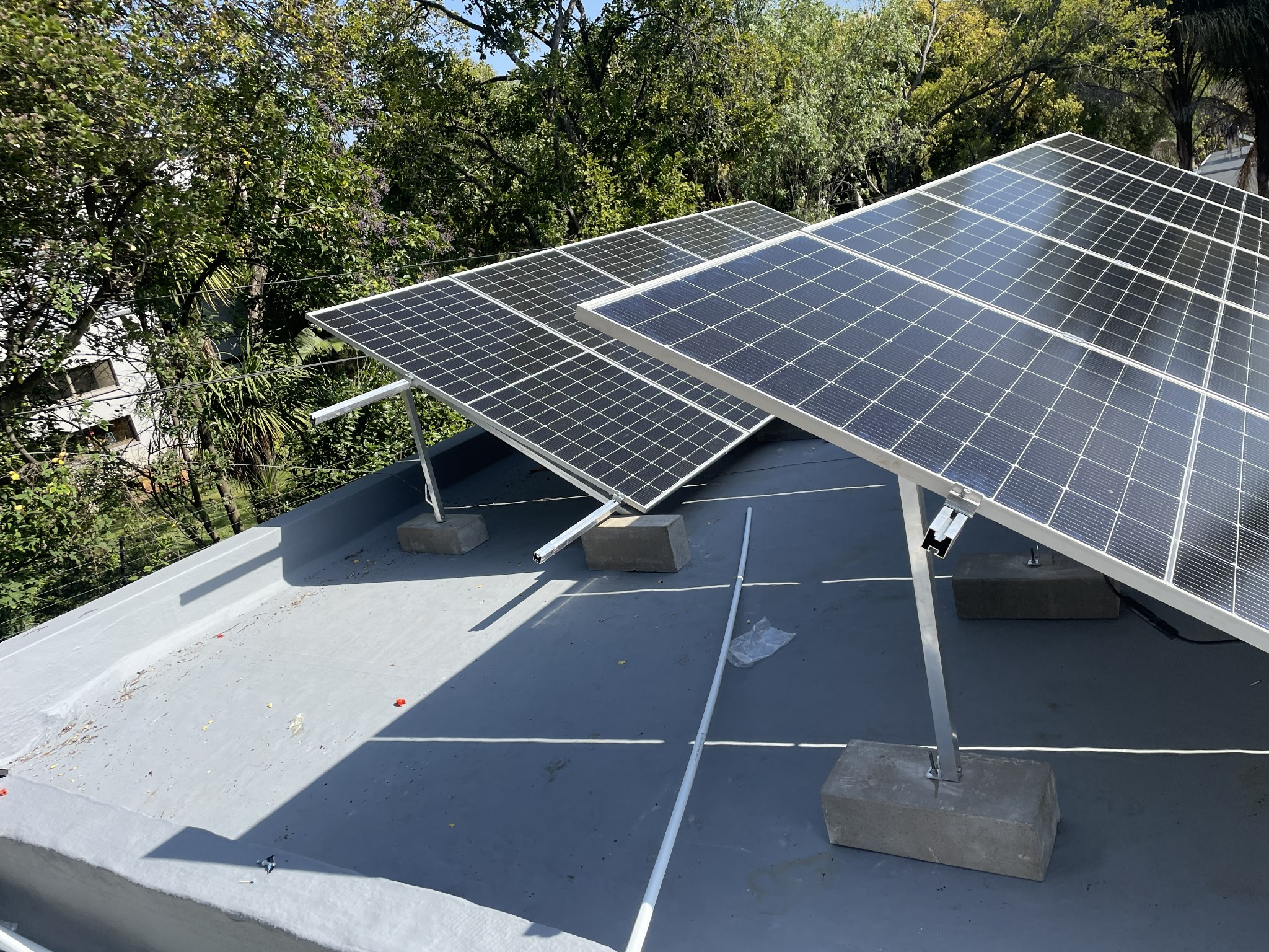 Solar panels installed on a flat roof